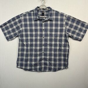 Dickies Men's Short Sleeve Shirt 3XL Relaxed Fit Button Up Blue &‎ Grey Plaid